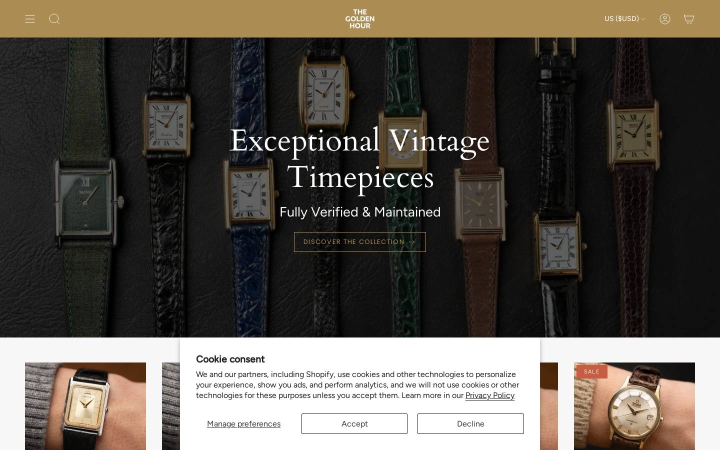 thegoldenhour.shop homepage screenshot