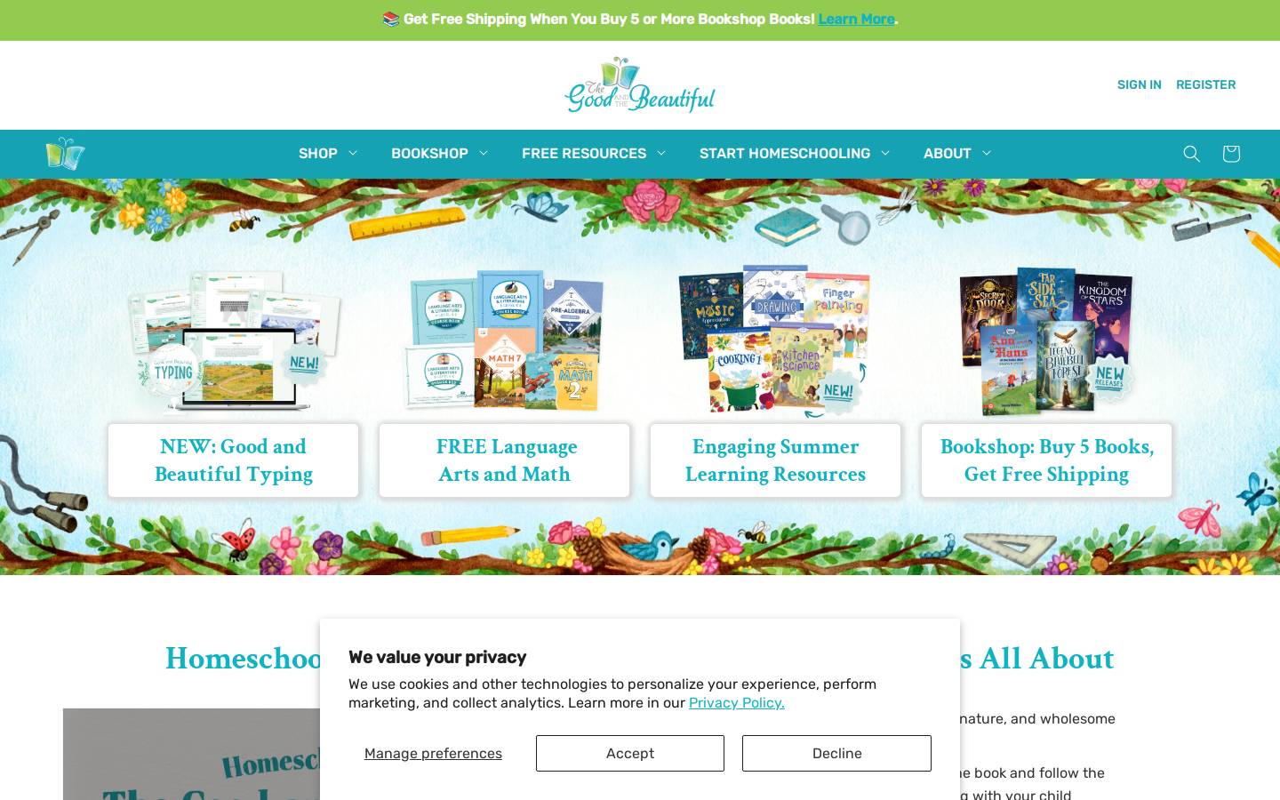 thegoodandthebeautiful.com homepage screenshot