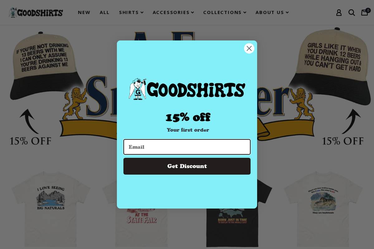 Thegoodshirts homepage screenshot