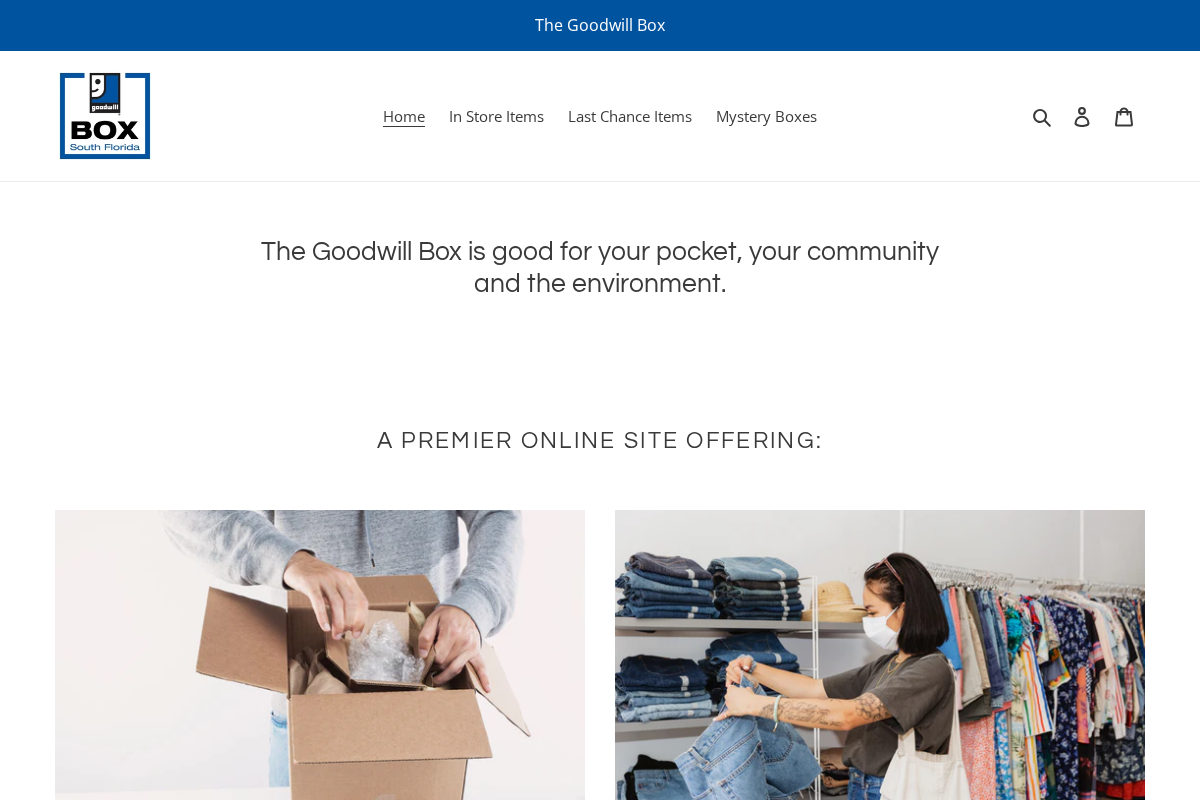 The Goodwill Box homepage screenshot