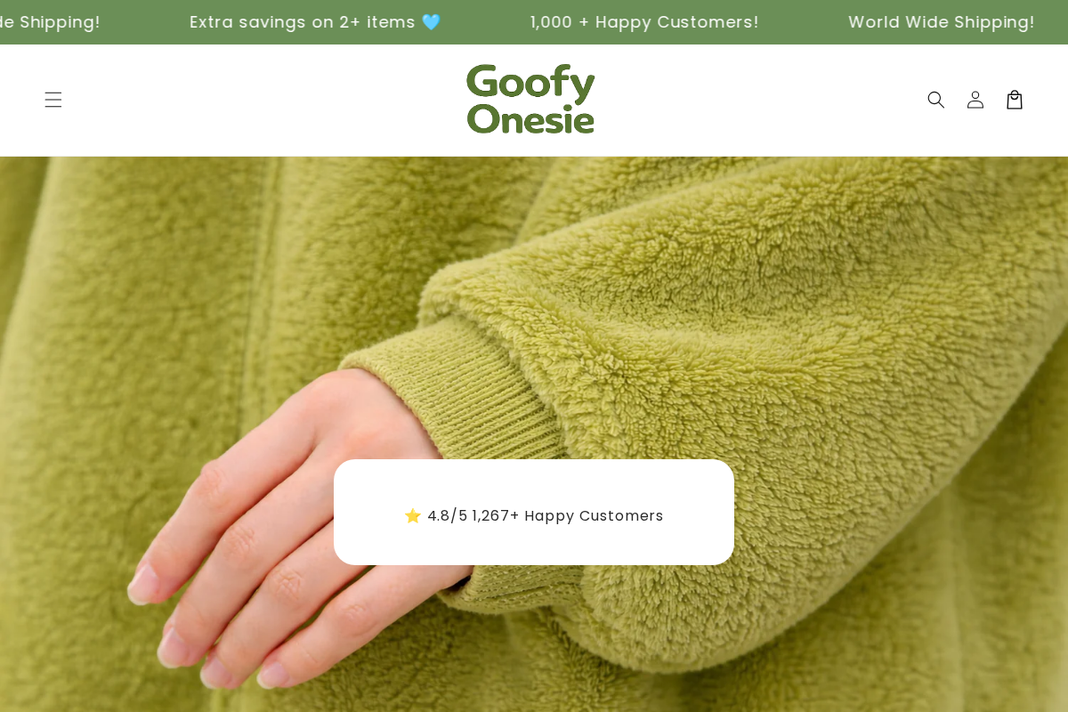 GoofyOnesie homepage screenshot