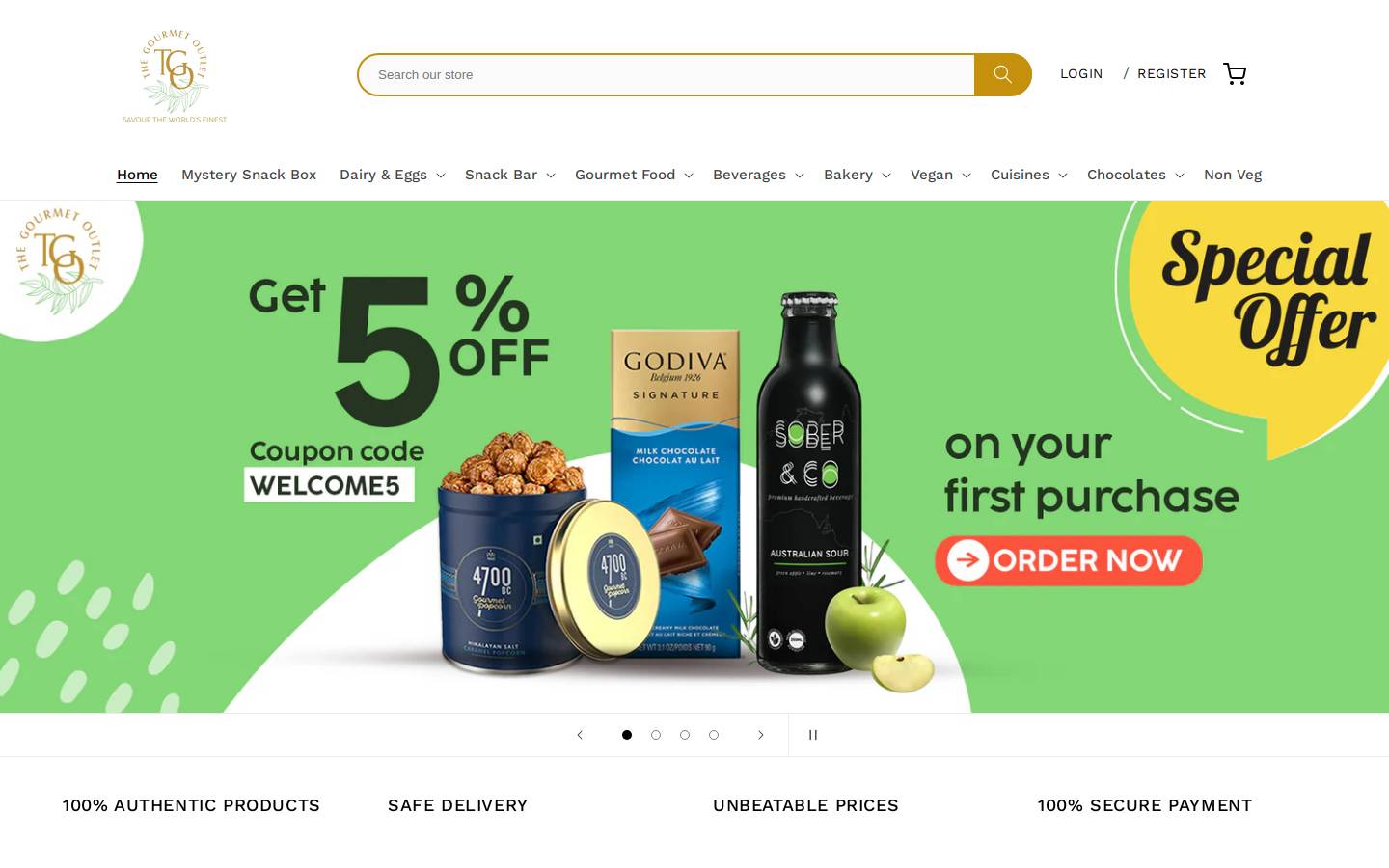thegourmetoutlet.in homepage screenshot