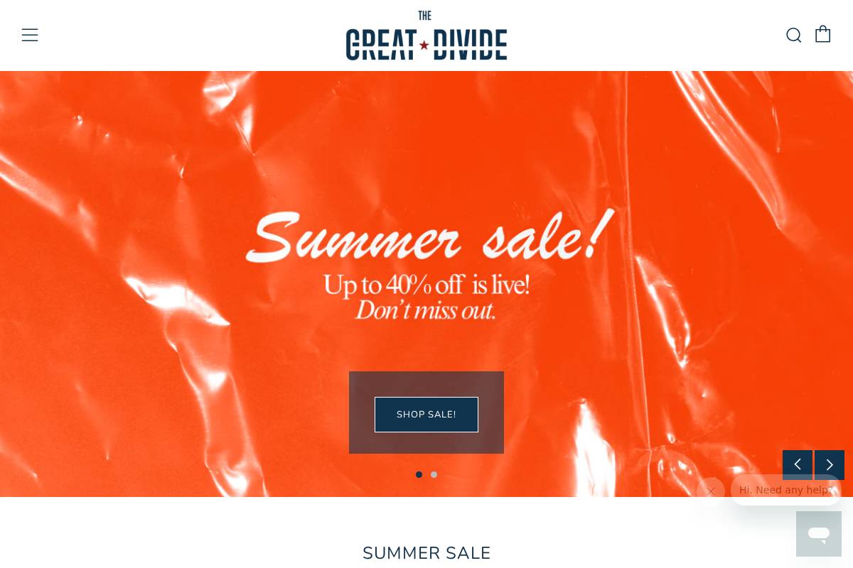 The Great Divide homepage screenshot