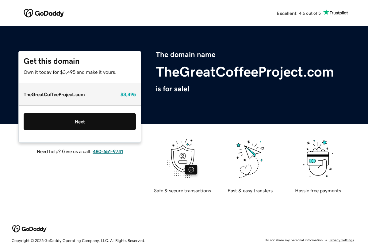 thegreatcoffeeproject.com homepage screenshot