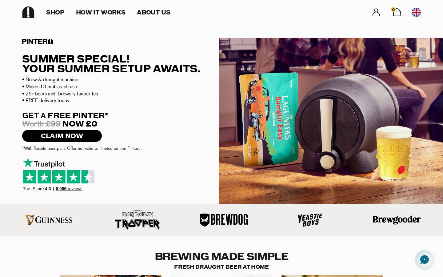 Pinter homepage screenshot