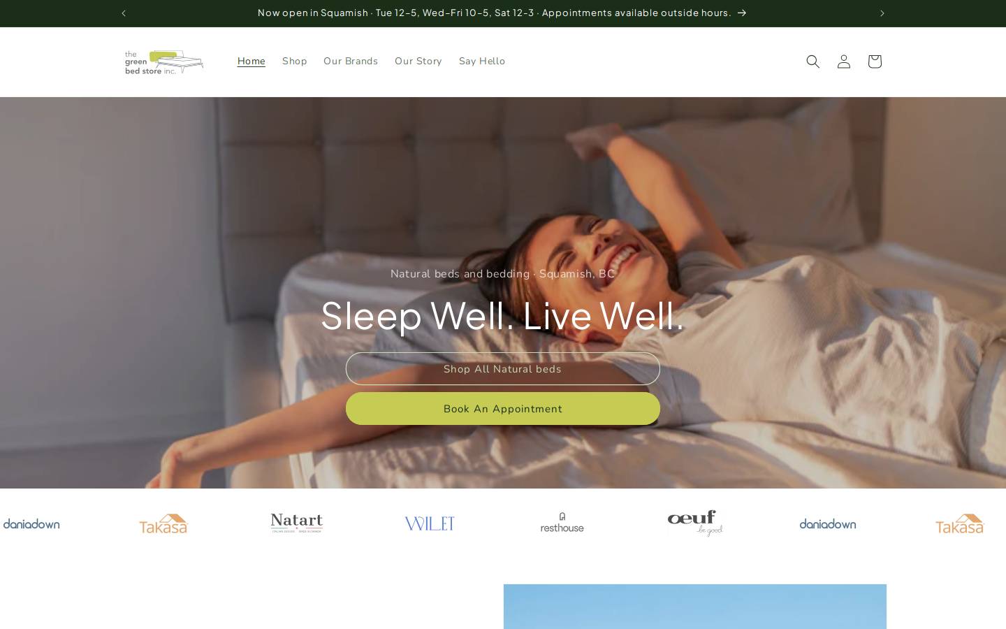 thegreenbedstore.com homepage screenshot