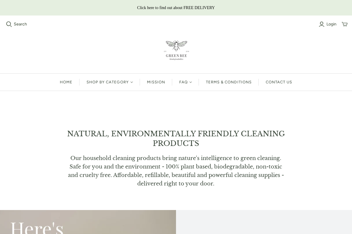 Green Bee Biodegradables homepage screenshot