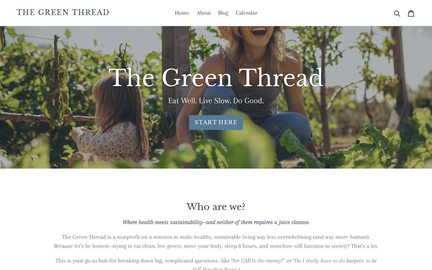 thegreenthread.org homepage screenshot