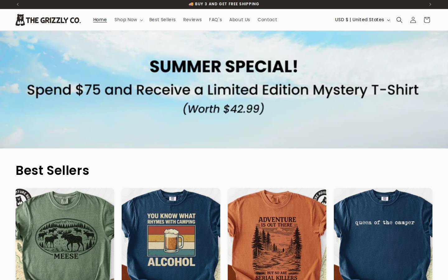 thegrizzlyco.com homepage screenshot