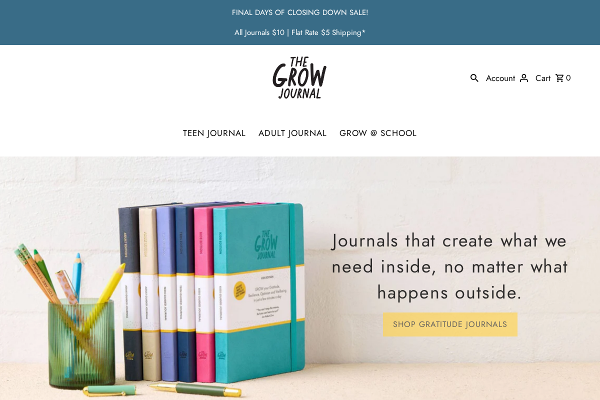 The Grow Journal homepage screenshot