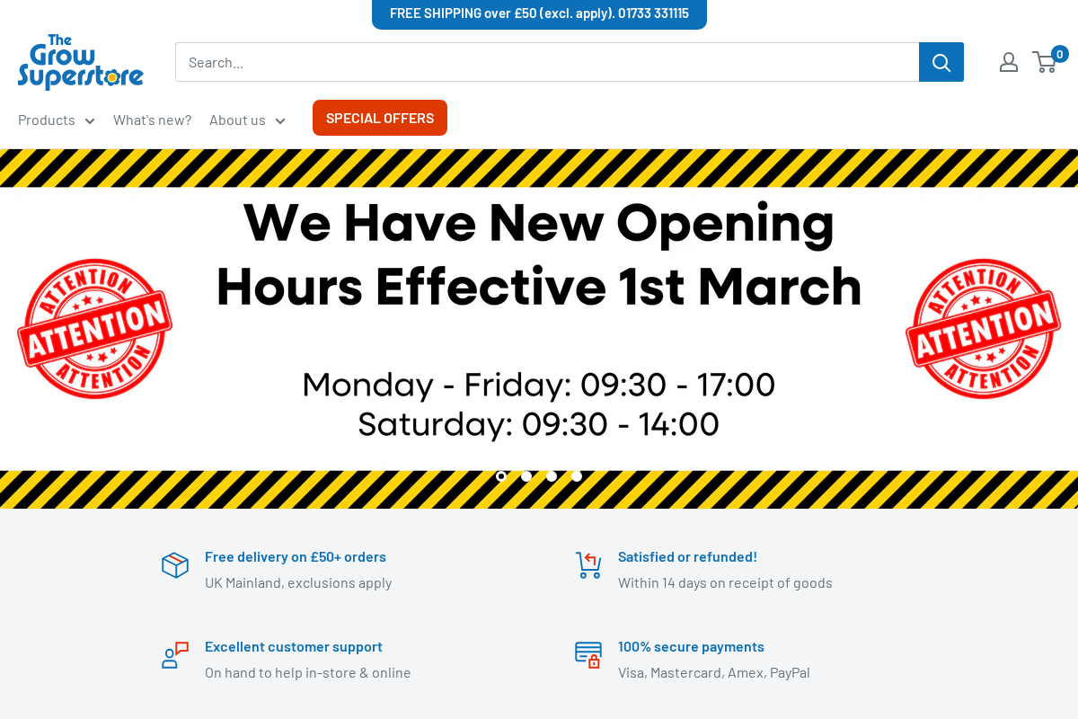 The Grow Superstore Ltd homepage screenshot