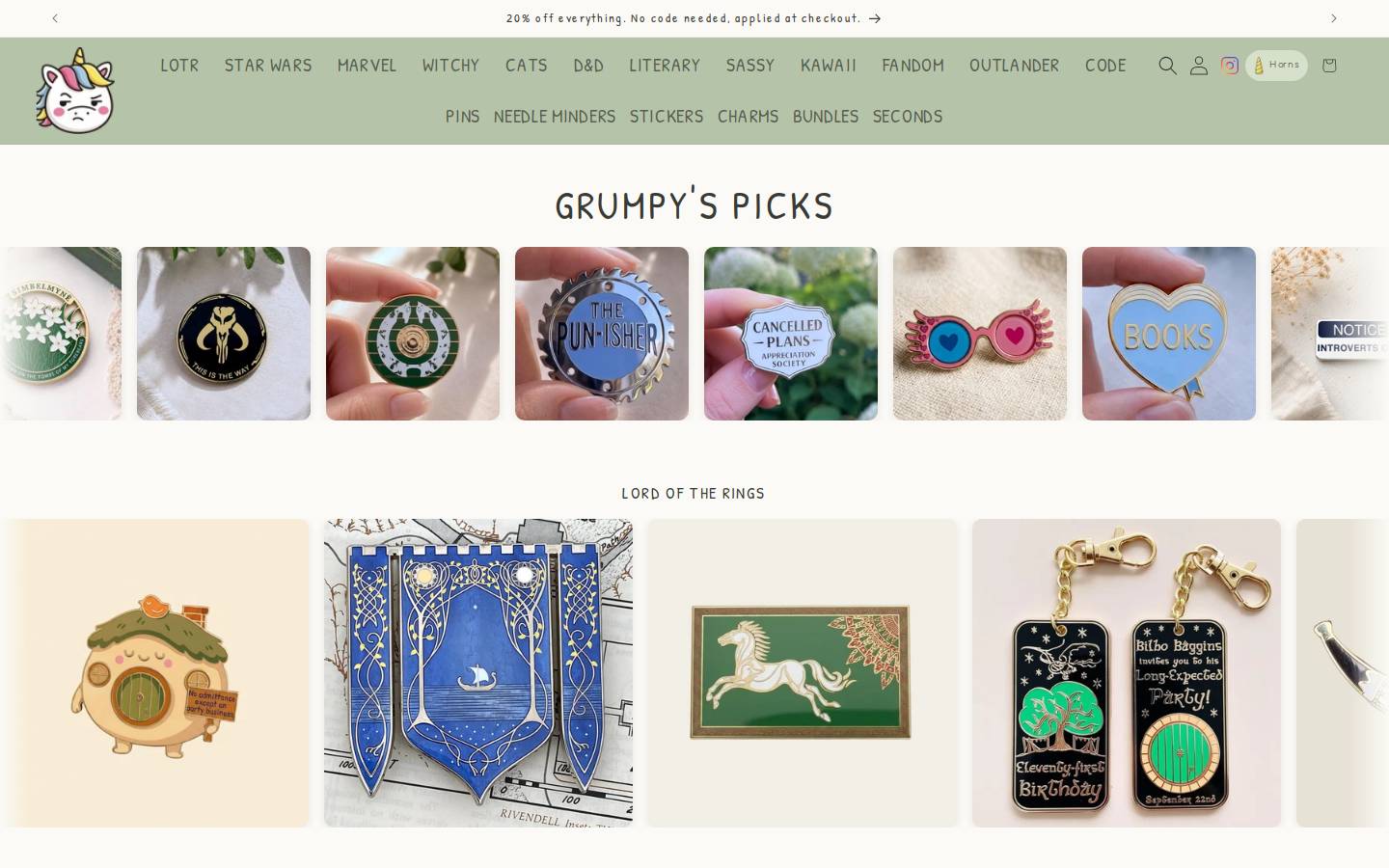 thegrumpyunicorn.com homepage screenshot