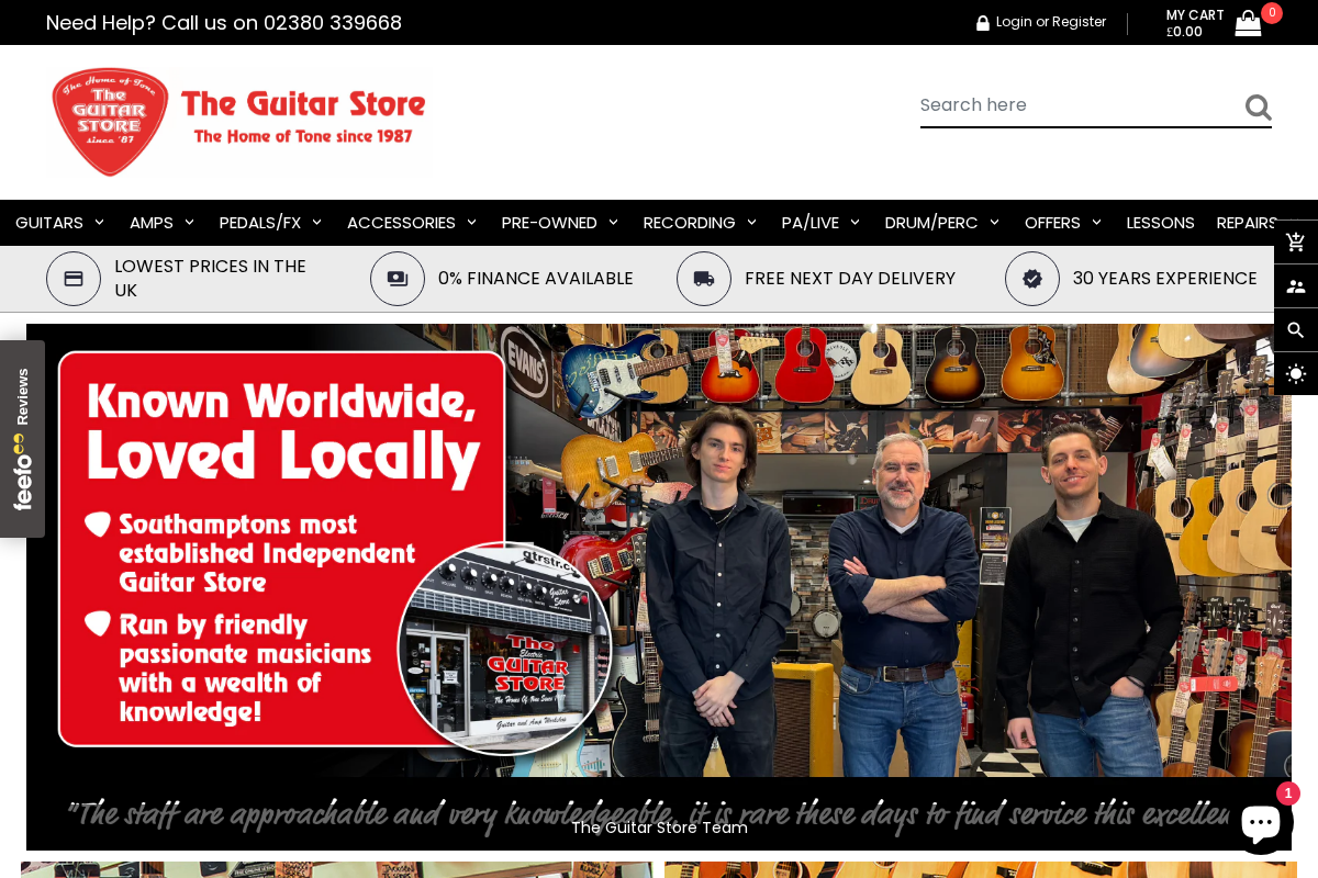 Theguitarstoreonline homepage screenshot