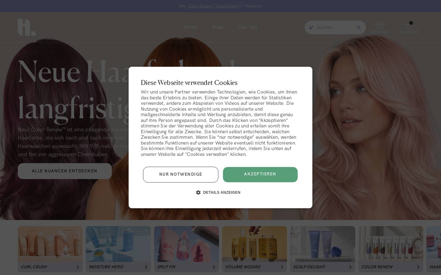 Hairlust homepage screenshot