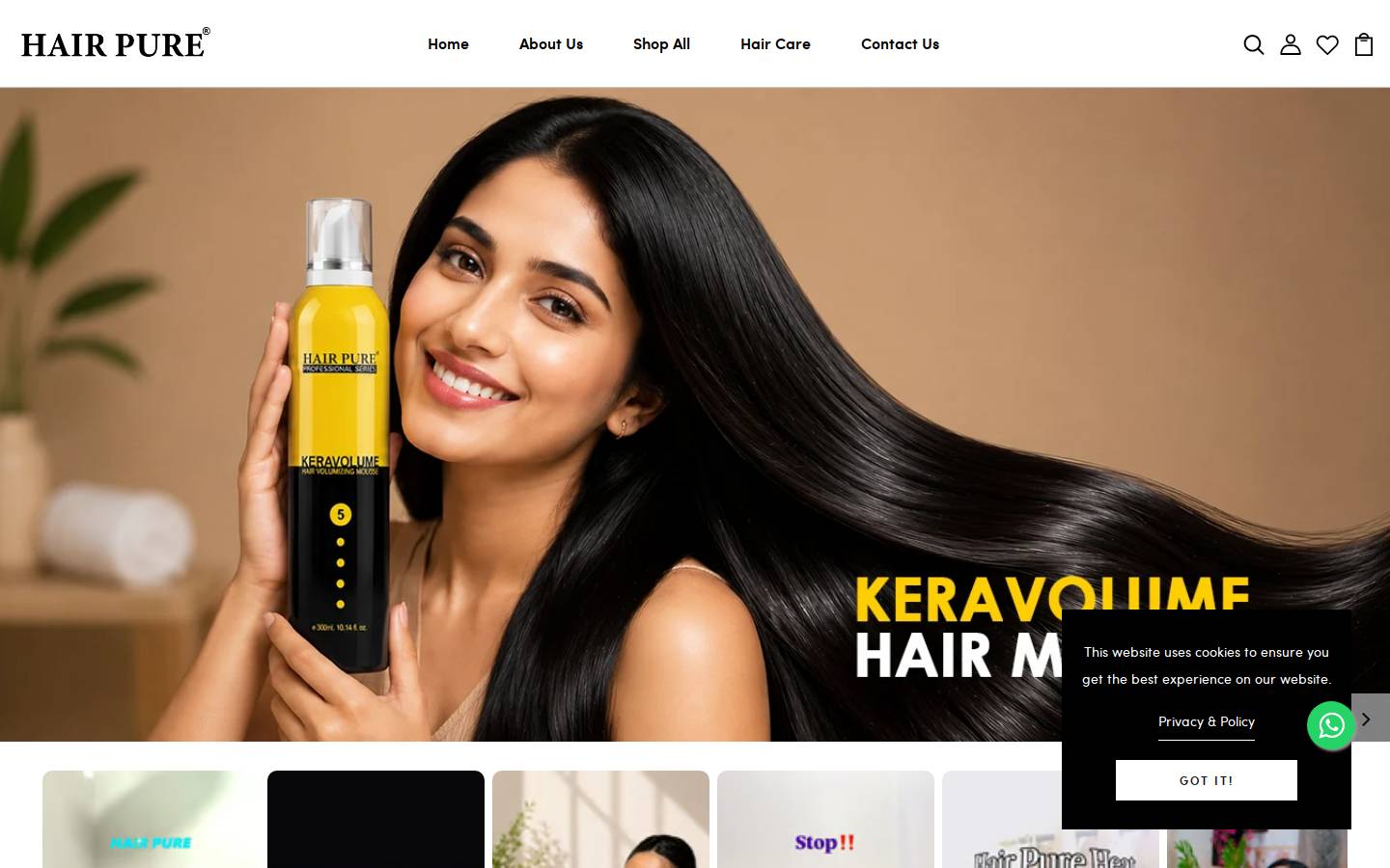 thehairpure.com homepage screenshot