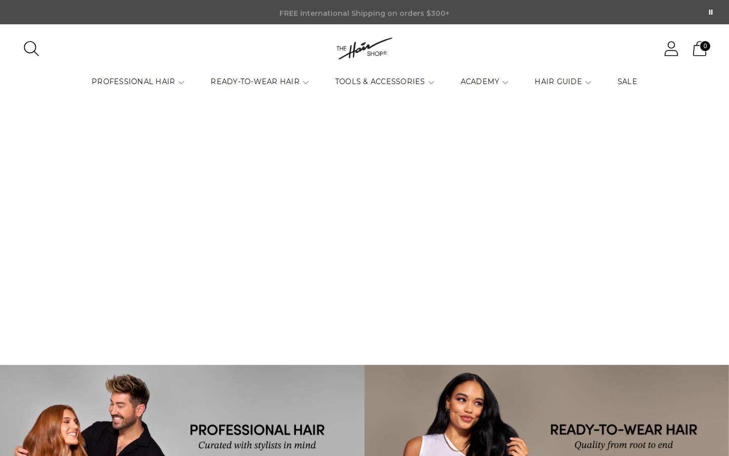 The Hair Shop homepage screenshot