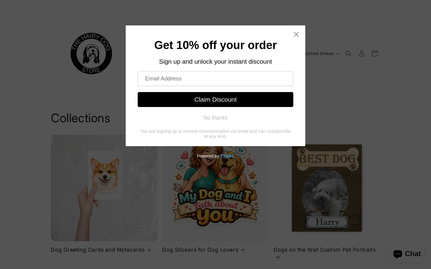 thehairydogstore.com homepage screenshot