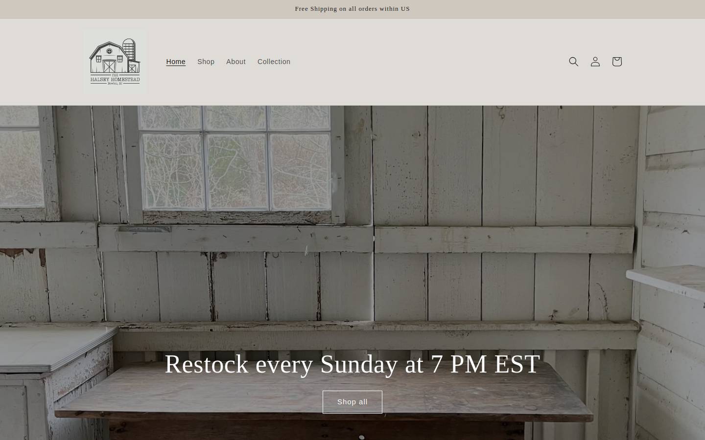 thehalseyhomestead.com homepage screenshot