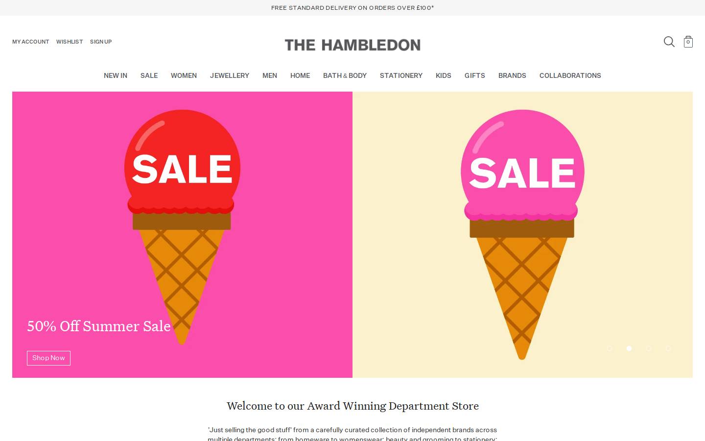 The Hambledon homepage screenshot