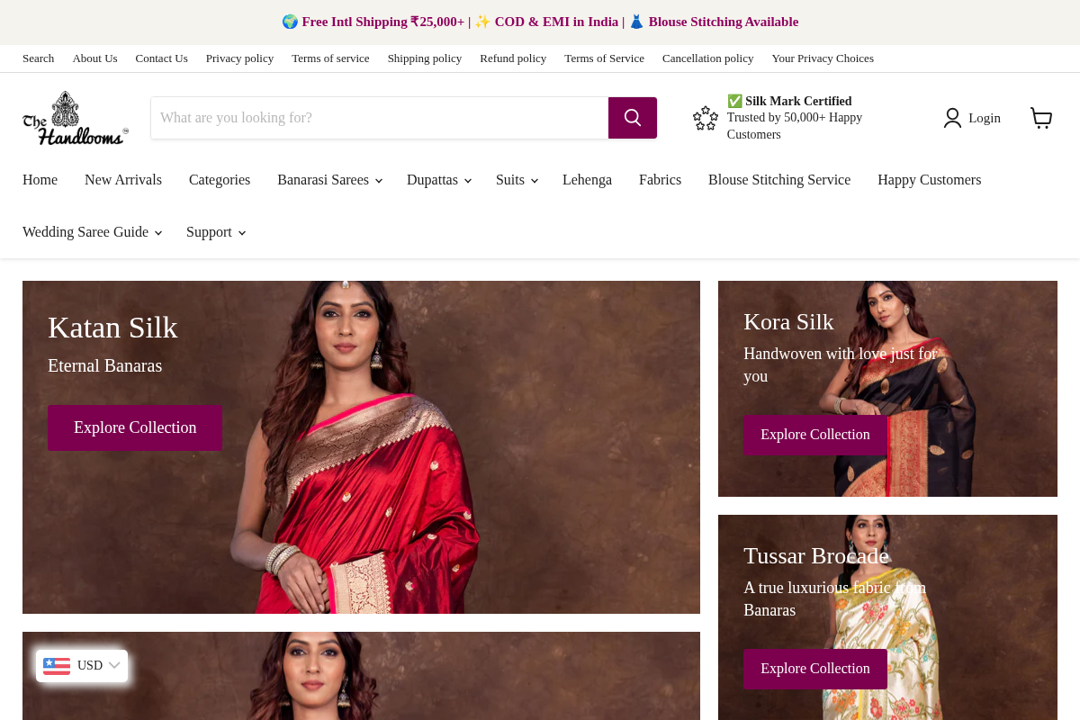 The Handlooms homepage screenshot
