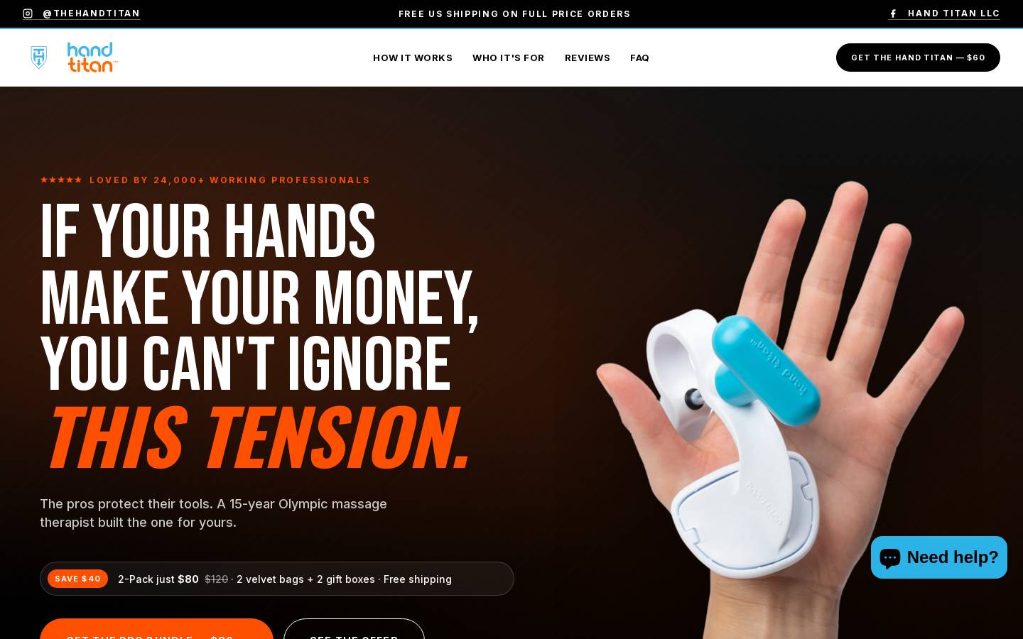 thehandtitan.com homepage screenshot