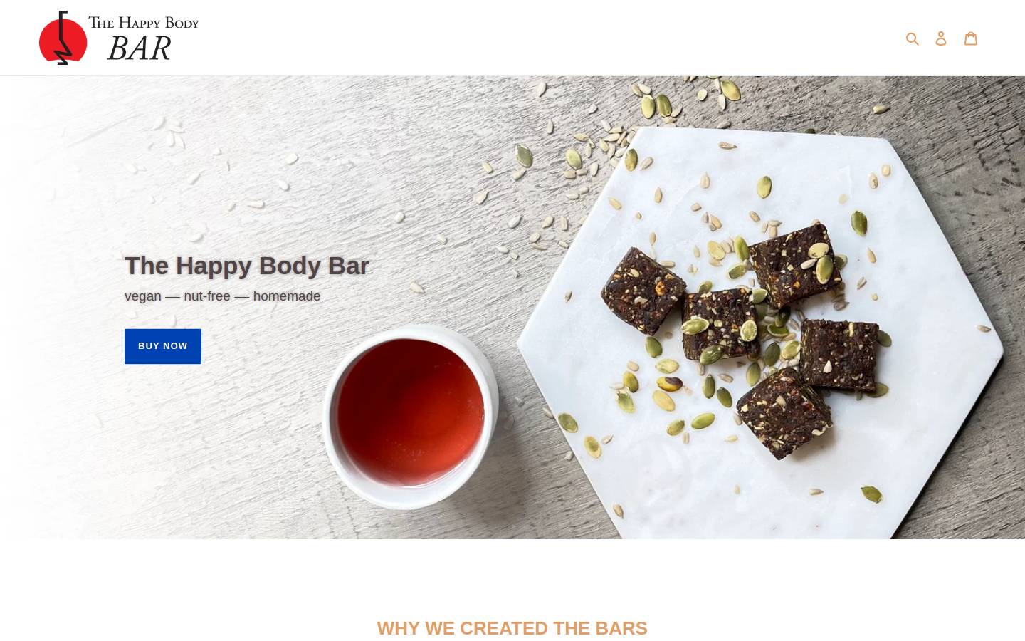 thehappybodybar.com homepage screenshot