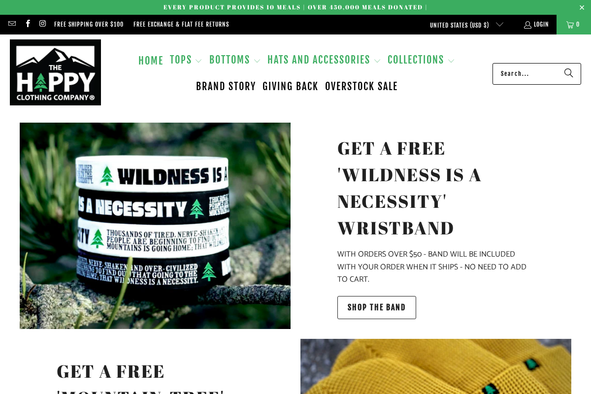 The Happy Clothing Company homepage screenshot