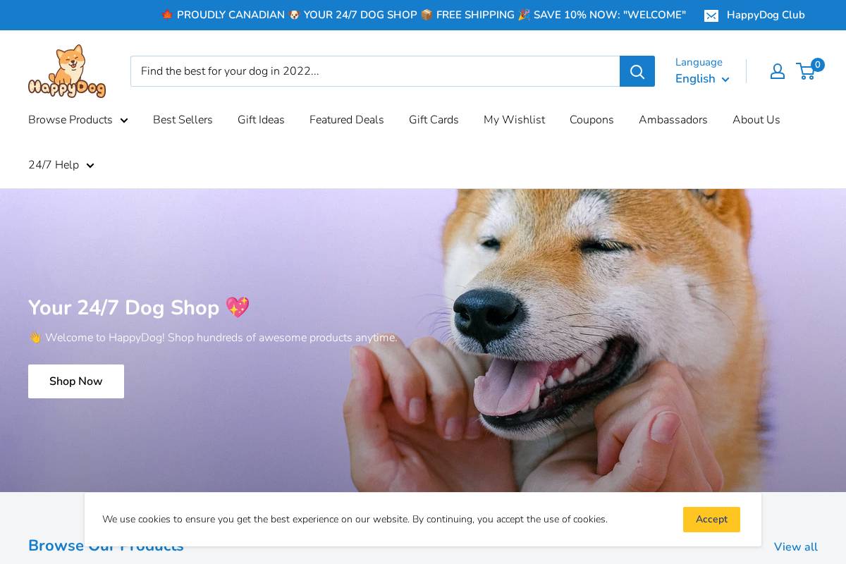 Thehappydog homepage screenshot