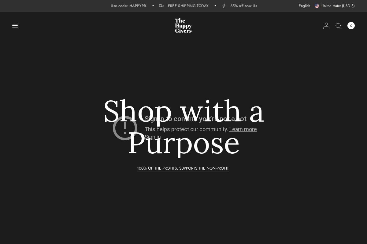 thehappygivers.com homepage screenshot