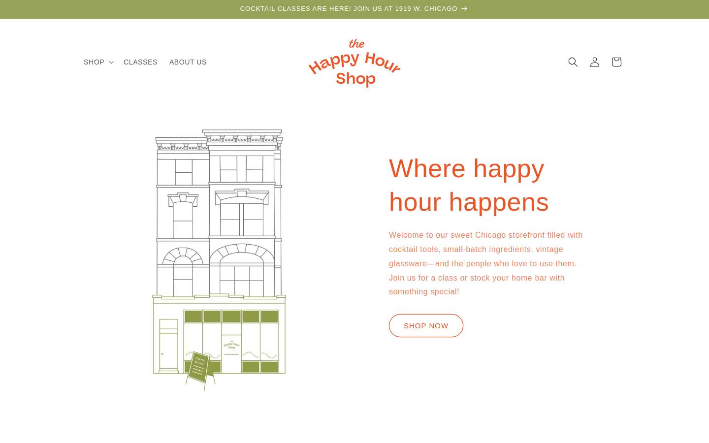 thehappyhourshop.com homepage screenshot