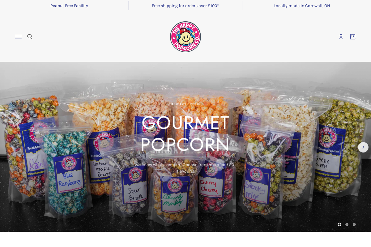 thehappypopcornco.com homepage screenshot