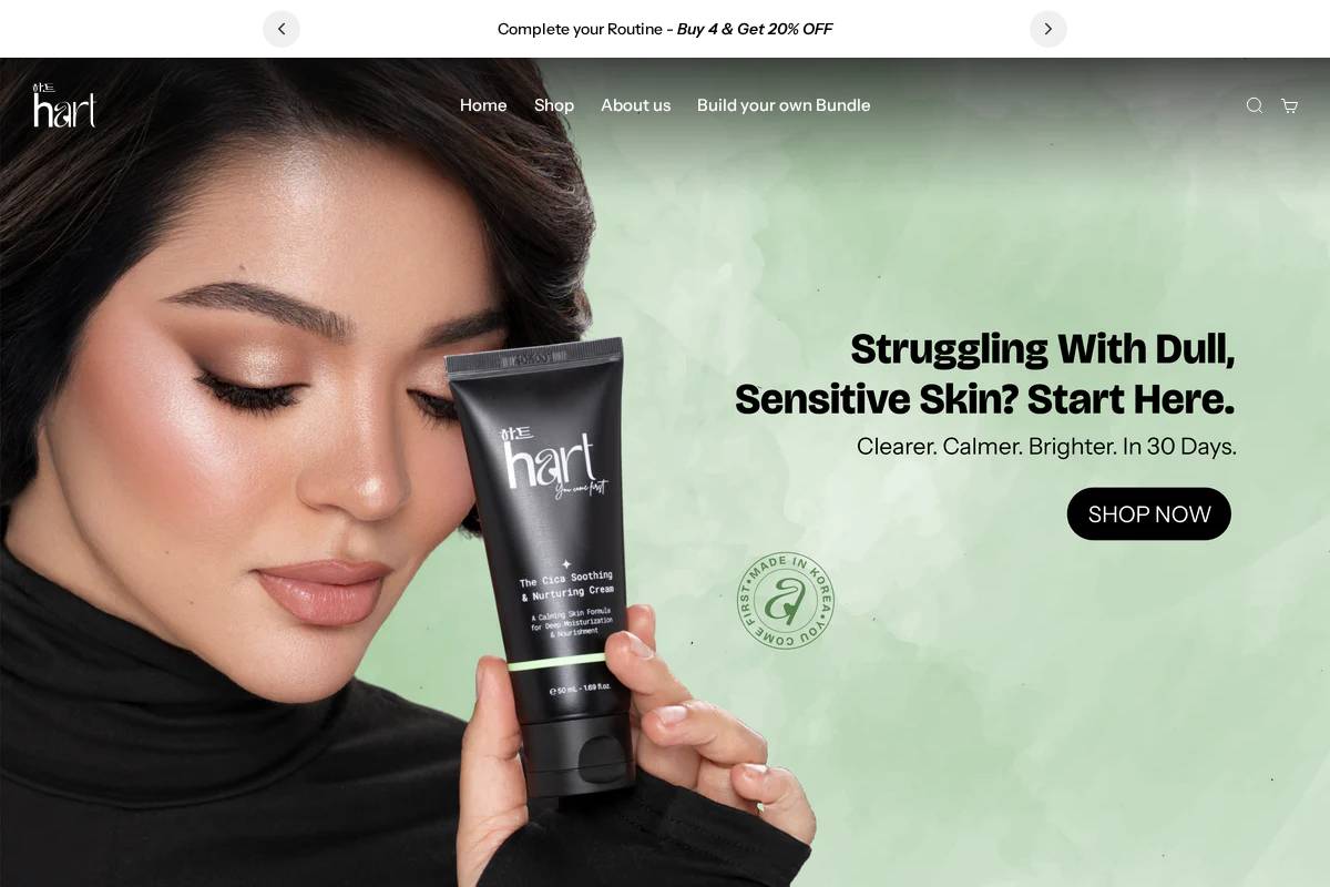 thehartcosmetics.com homepage screenshot