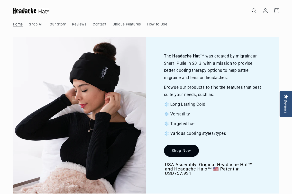 Headache Hat™ homepage screenshot