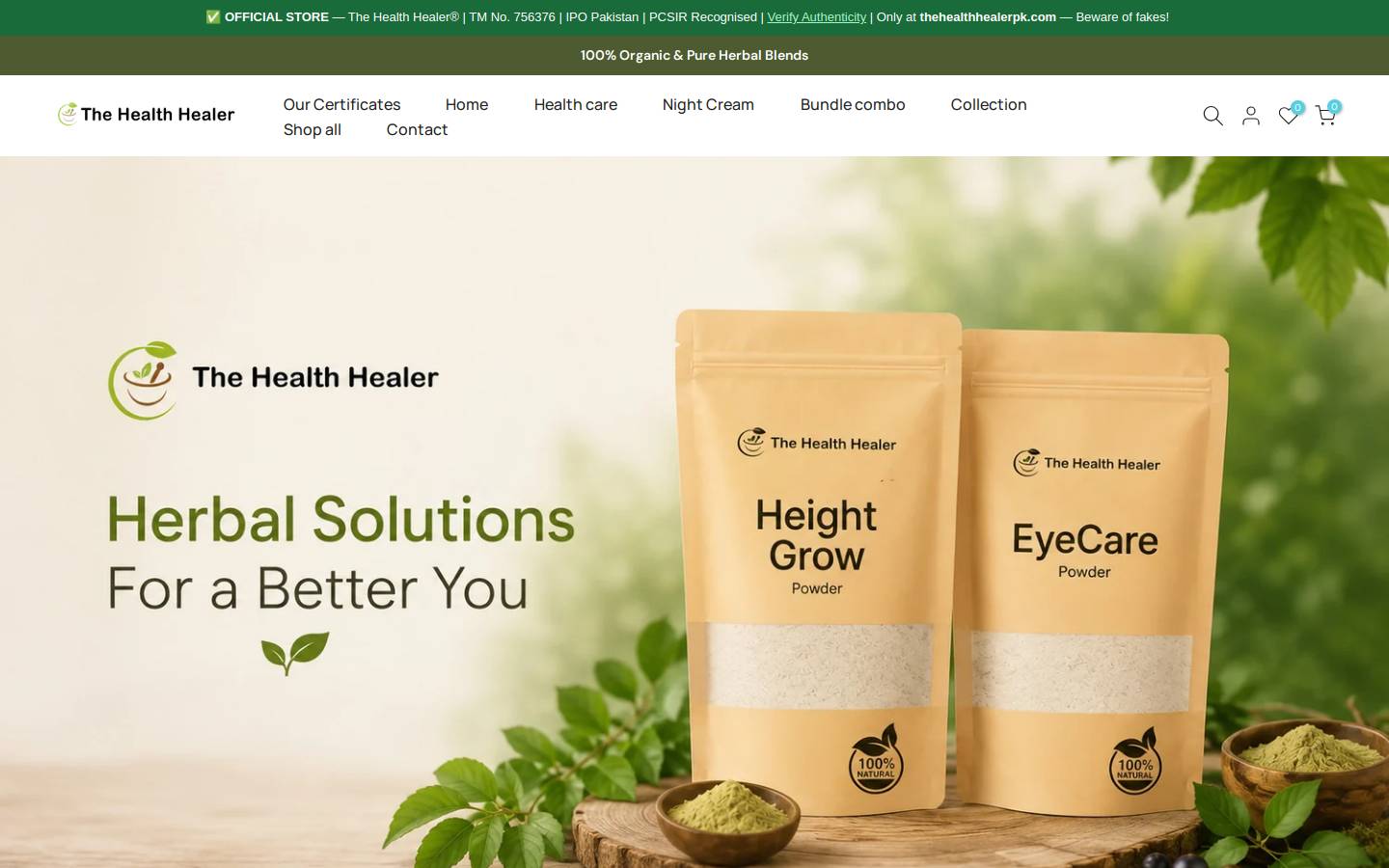 Thehealthhealerpk homepage screenshot