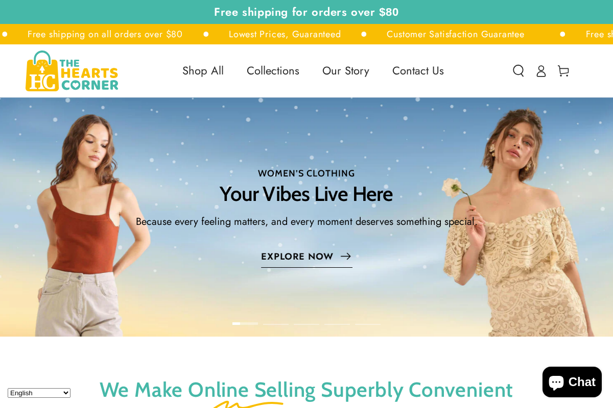 The Hearts Corner homepage screenshot