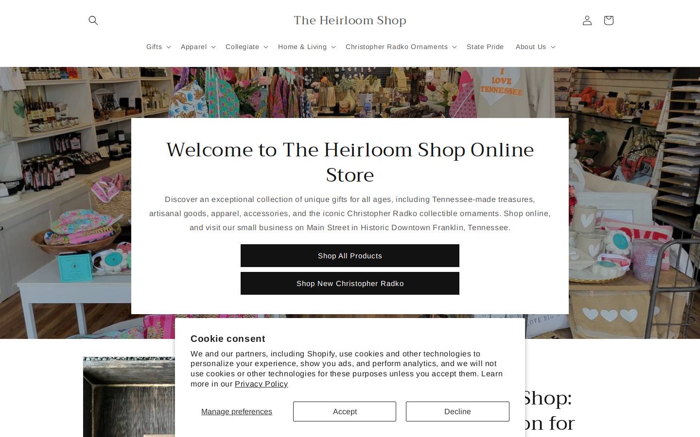 theheirloomshoptn.com homepage screenshot