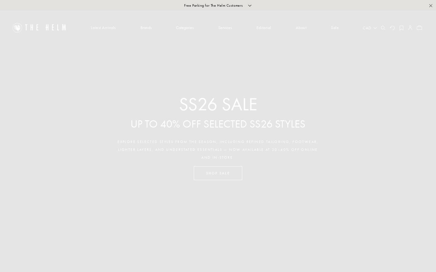 thehelmclothing.com homepage screenshot