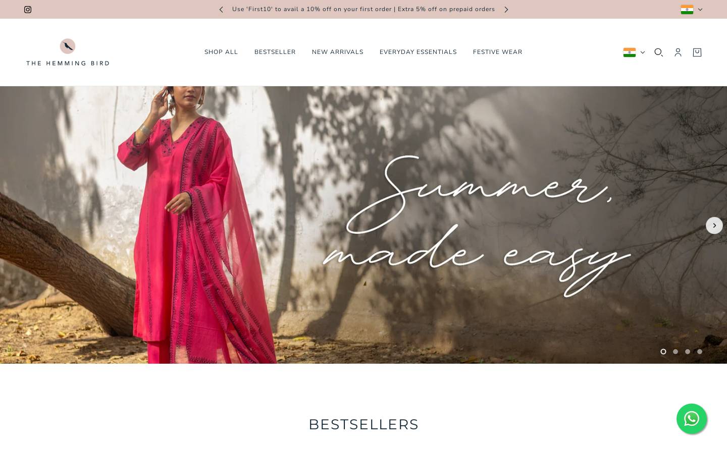 thehemmingbird.shop homepage screenshot