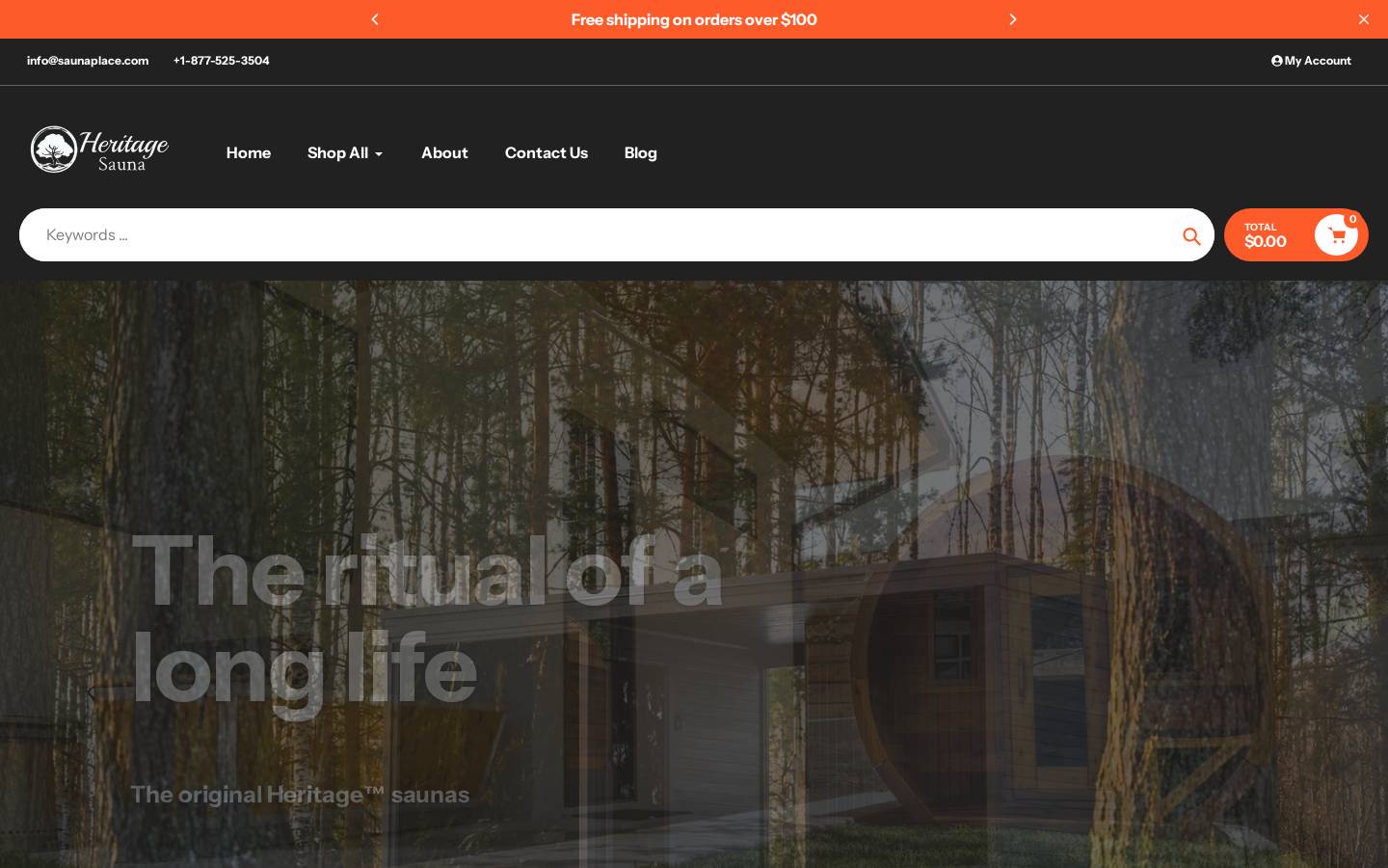 theheritagesauna.com homepage screenshot