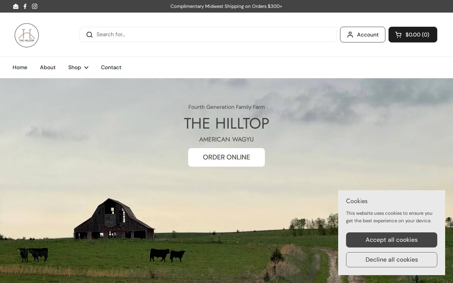 thehilltopwagyu.com homepage screenshot