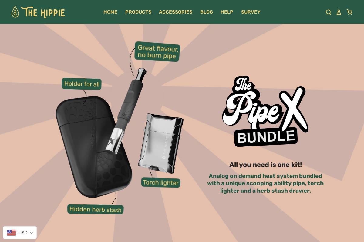 thehippiepipe.com homepage screenshot
