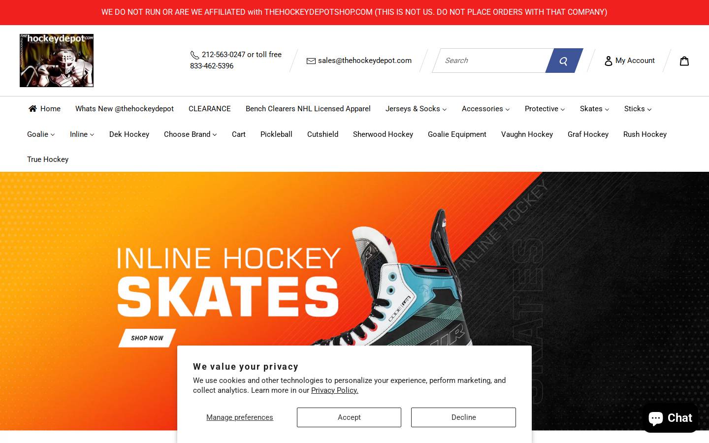 thehockeydepot.com homepage screenshot