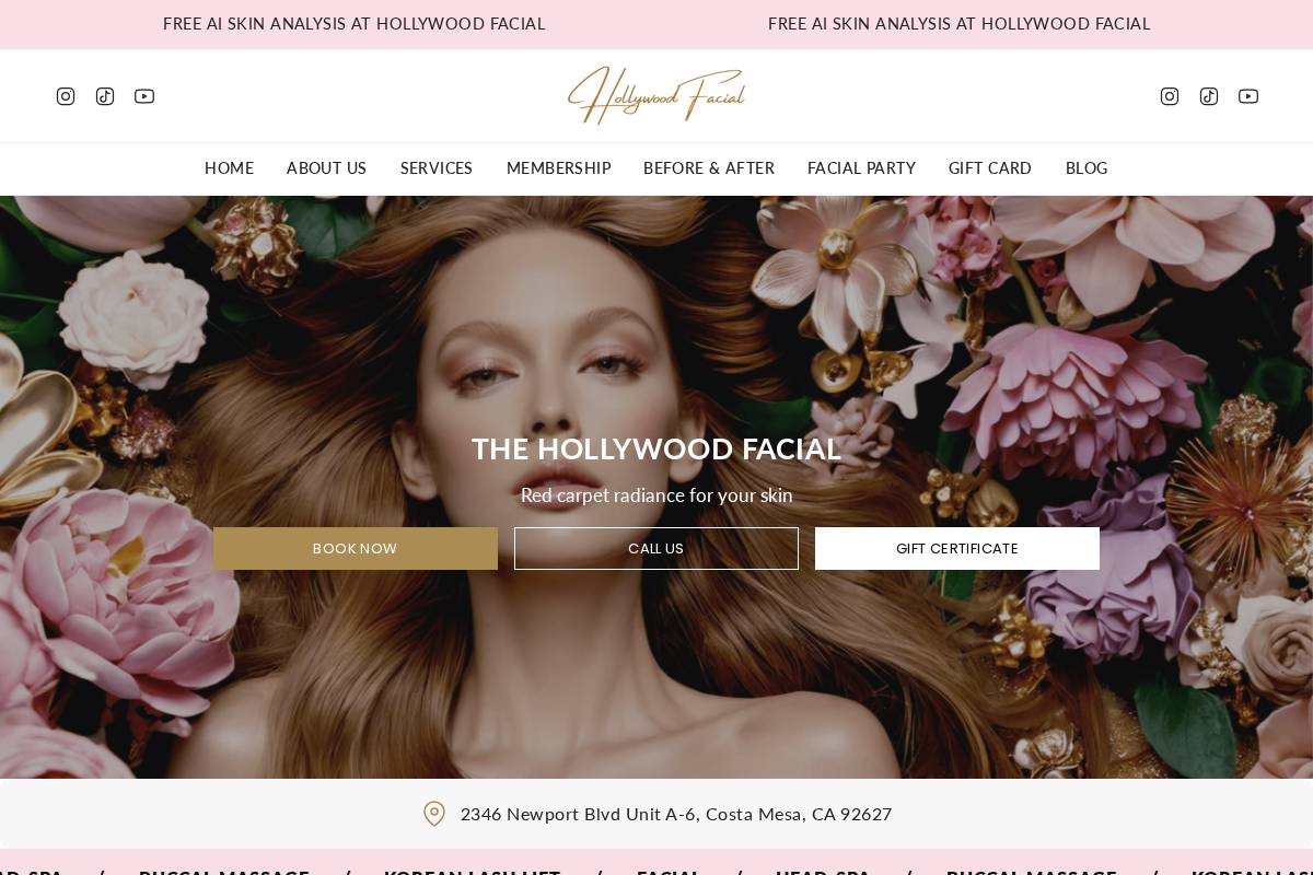 thehollywoodfacial.com homepage screenshot
