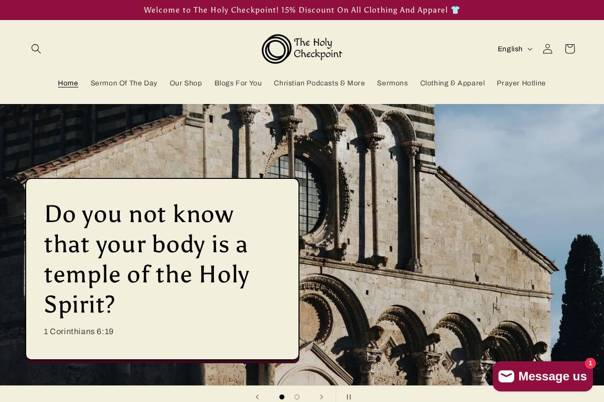 theholycheckpoint.com homepage screenshot