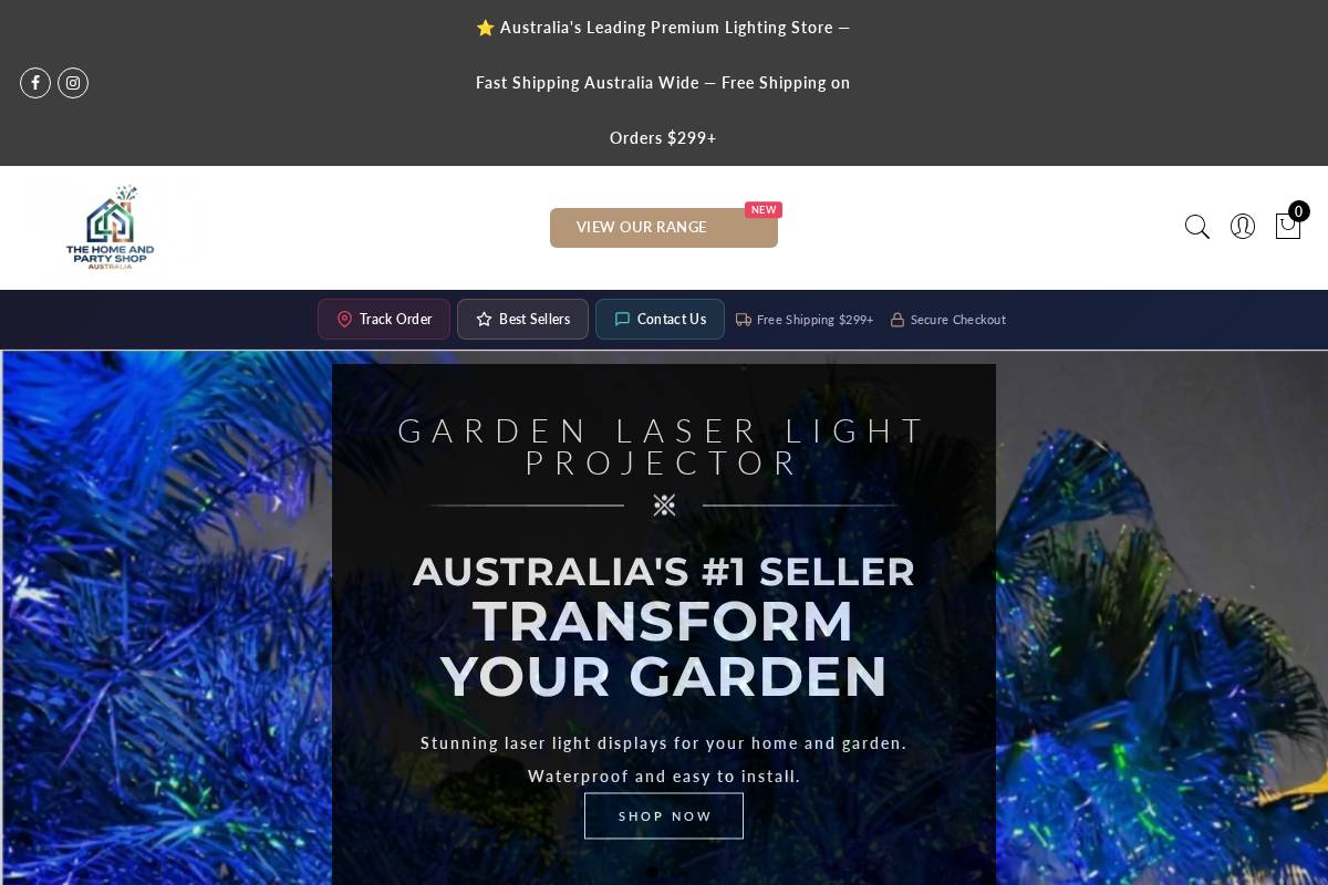 thehomeandpartyshop.com homepage screenshot
