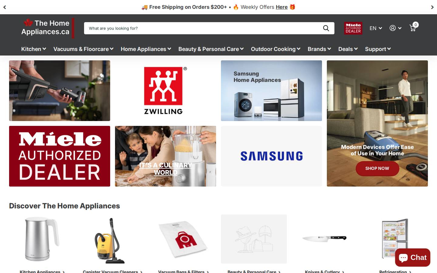 thehomeappliances.ca homepage screenshot