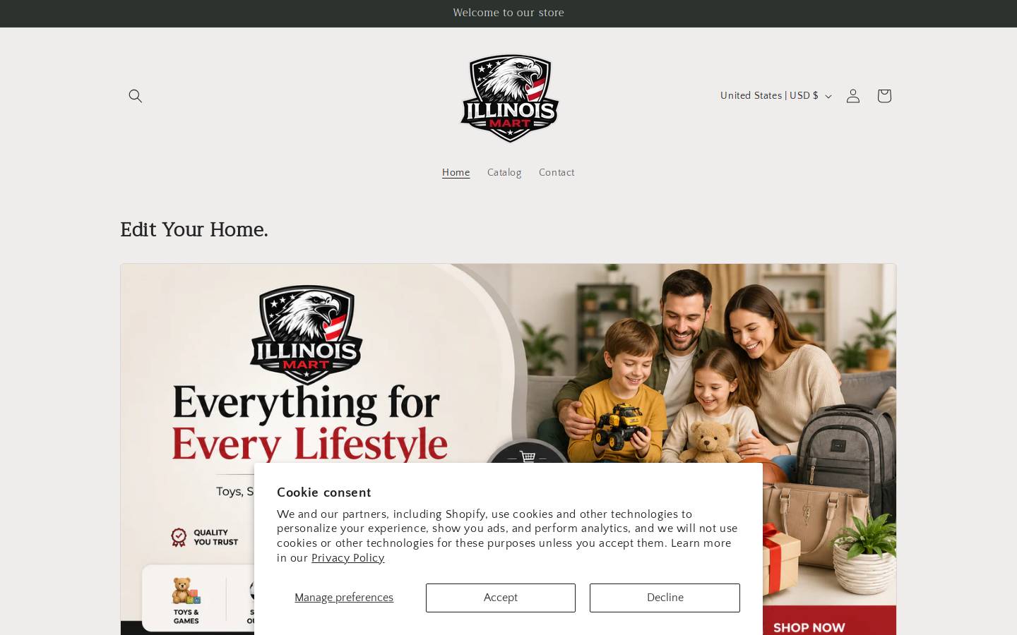 thehomeeditstore.com homepage screenshot