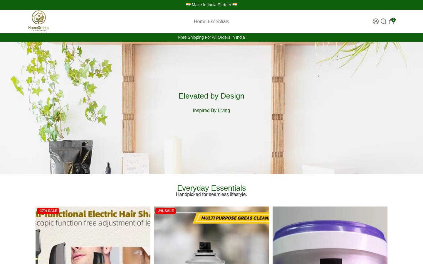 thehomegreens.com homepage screenshot
