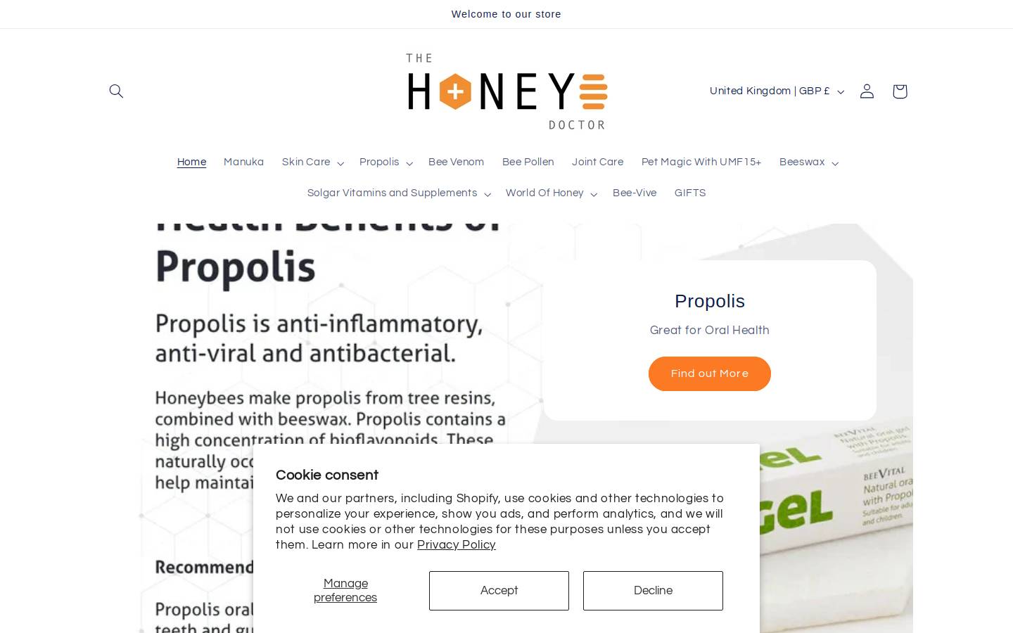 Thehoneydoctor homepage screenshot