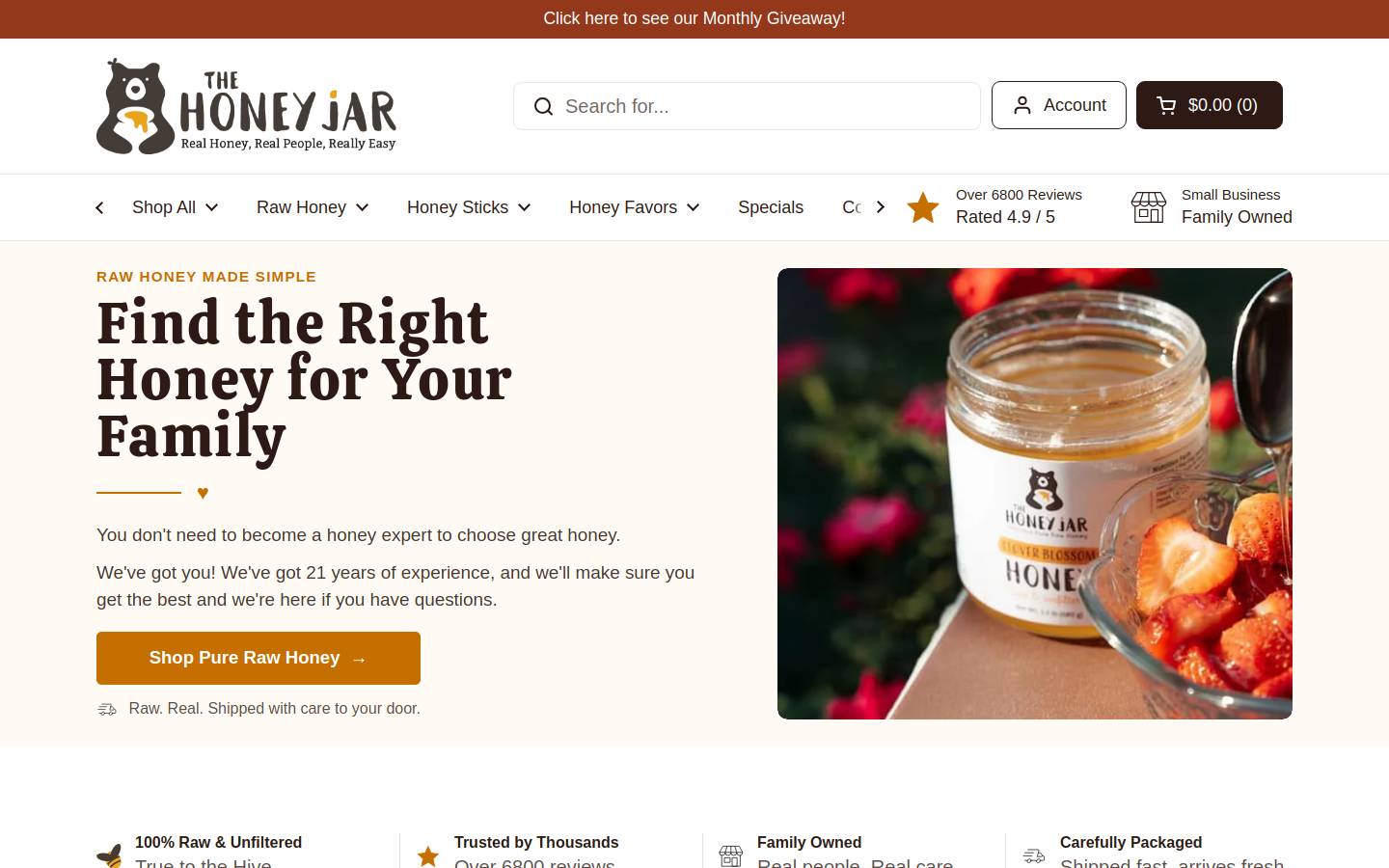 Thehoneyjarhome homepage screenshot